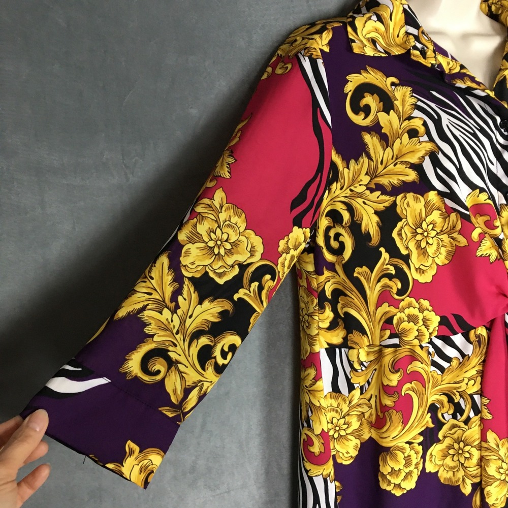 7th Ave New York & Company Maxi Dress Purple M Baroque Slip Twist Maximalist - Picture 15 of 16
